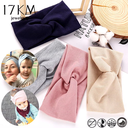 17KM 13 Color Cotton Headband for Women Girl Baby Headband 2020 Elastic Knot Headbands Twist Fashion Cross Hair Accessories