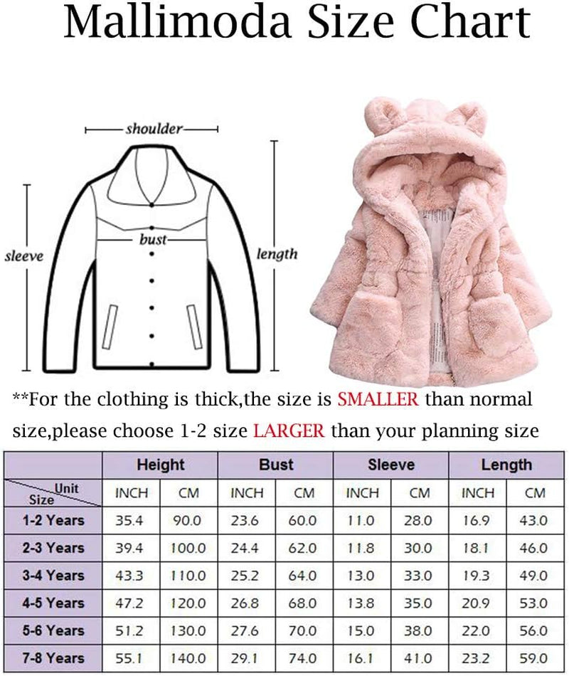 Girls Winter Warm Coats Ear Hooded Faux Fur Fleece Jacket